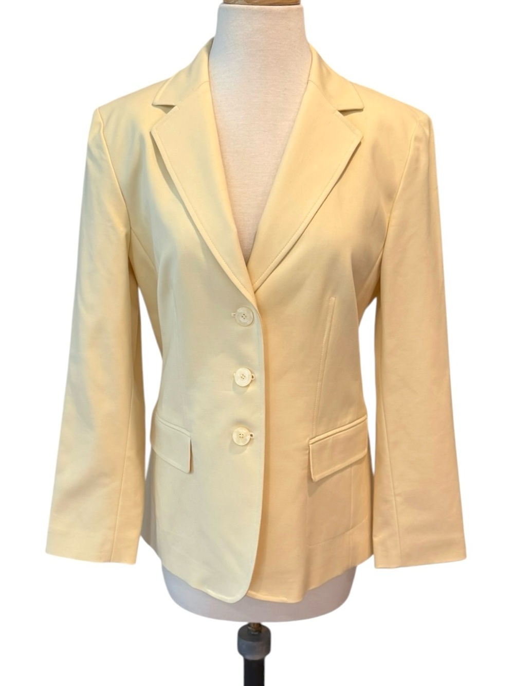 Talbots Petites Stretch Blazer Butter Yellow Cotton Blend Size 10P NWT
